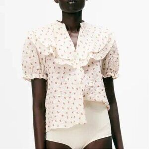 Zara Ruffled Rustic Shirt Size S NEW WITH TAG!